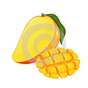 Half mango with leaf