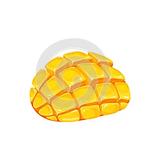 Half mango sliced to cubes.