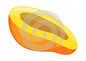 Half mango, tropical fruit vector illustration