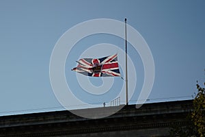 Half mast flag on British Consulate General Istanbul, Turkiye