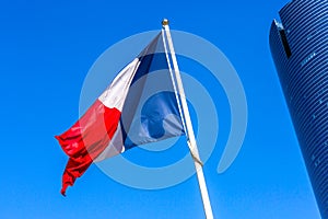 Half-masted French flag symbolically depicting economic decline or crisis