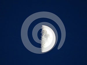 Half moon on blue sky in the twilight