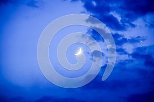 Half Moon in Daytime Sky