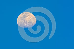 Half moon with sky blue background.