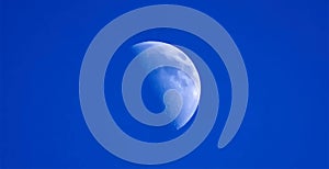 Half moon vector. Night blue sky background