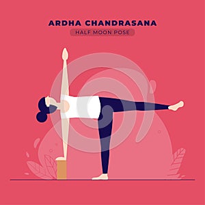 Half Moon Yoga Pose Illustration