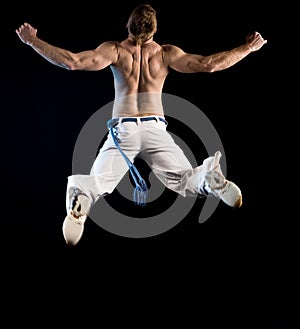 Half naked man in jump