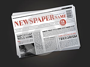 Half of newspaper template with headline. Vector illustration isolate