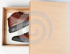 Half open paper shoe box