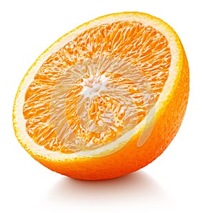 Half of orange citrus fruit on white