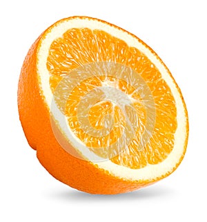half of orange isolated on white background. healthy food. clipping path.