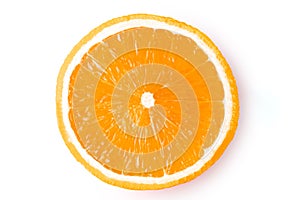 Half an orange on a white background