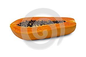 Half papaya isolated on white background with Clipping paths