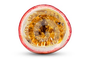 Half passion fruit isolated on a white background