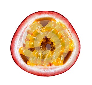 Half Passion fruit isolated on white background