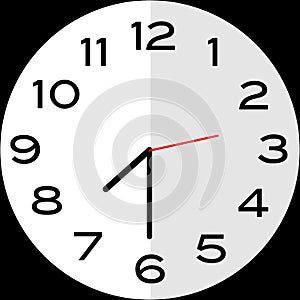 Half past 7 o`clock analog clock icon