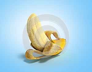 Half peeled Banana Open Banana 3d render on blue background