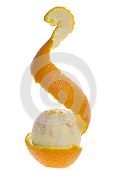 Half peeled orange
