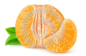 Half of peeled tangerine or orange isolated