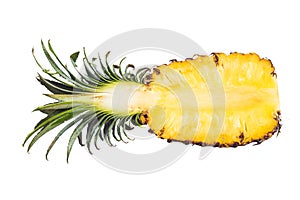 Half of pineapple. Pineapple slice isolated on white background