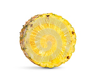 Half pineapple on white background