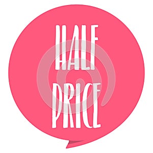 Half Pirce tag. Red color, isolated on white.