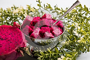 Half Pitaya and sliced â€‹â€‹dragon fruit