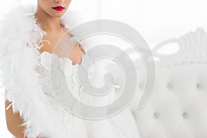 Half portrait of beautiful bride