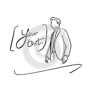 half portrait businessman with copyspace vector illustration sketch hand drawn with black lines isolated on white background