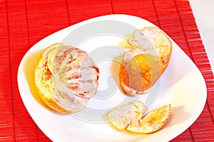 Half prepared grapefruit