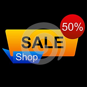 Half price discount store. promotion label. vector design sale banner template
