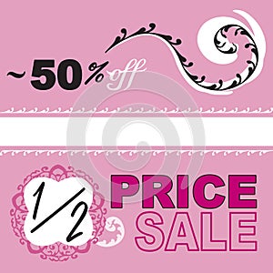 Half Price Fifty Percent Off Sale Logos