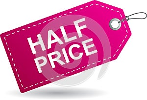 Half price tag label pink