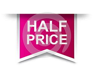 Half price tag label pink