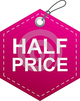 Half price tag label pink