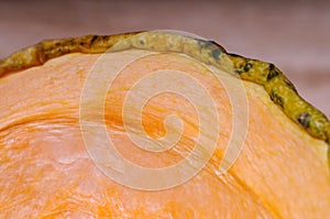 Half pumpkin close up, macro food photography