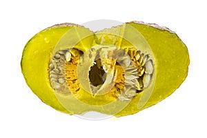 half pumpkin isolated on white background.