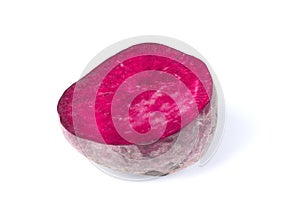 A half of purple beetroot, vegetables for healthy diets full of vitamins, isolated on a white background. Harvest of