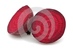 Half red beet roots isolated on white