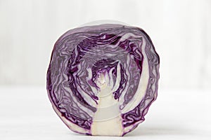 Half of red cabbage, closeup.