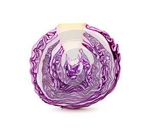 Half of red cabbage  on white background