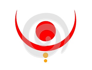 Half red moon devi tilak icon. Durga Tilak vector photo