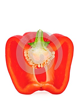 Half red paprika isolated on white
