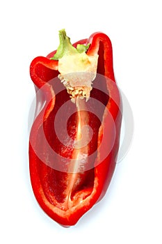 Half red pepper isolated over white