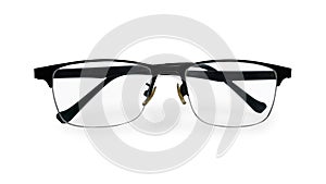 Half rim frame spectacles with black color, cut out isolated