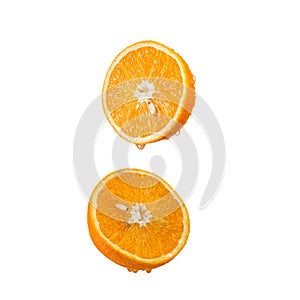 half ripe oranges isolated