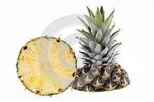Half of ripe pinapple isolated on white background photo