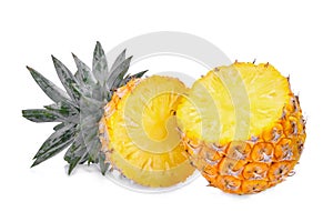 Half of ripe pineapple isolated on white