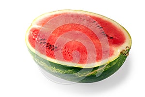 Half of ripe watermelon isolated on white background. Clipping path