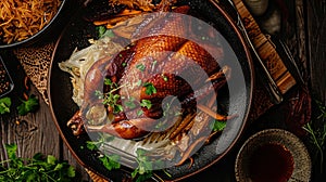 half of the roasted duck served with cabbage